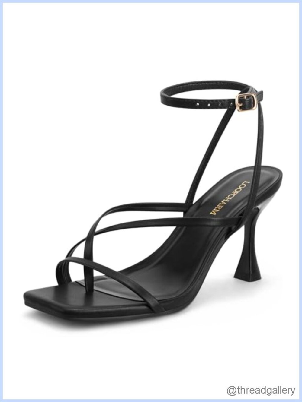 Strappy High Heels Sandals Square Open Toe Ankle Strap Faux Leather